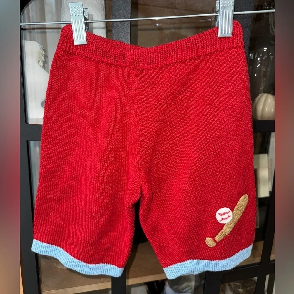 Vintage baseball shorts embroidered knit toddler boy classic 90s culottes